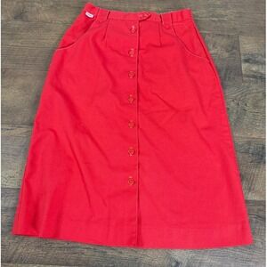 Vintage 80's Sporting Life Duffer Button‎ Front Skirt Women 27 Red